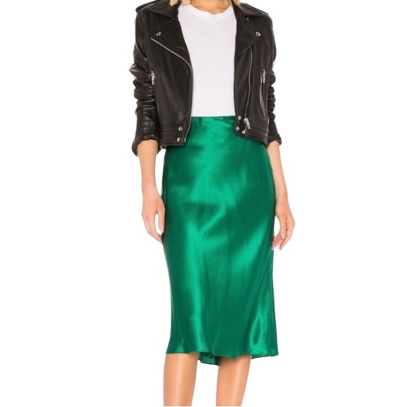 Generation Love Astrid Emerald Silk Midi Slip Skirt